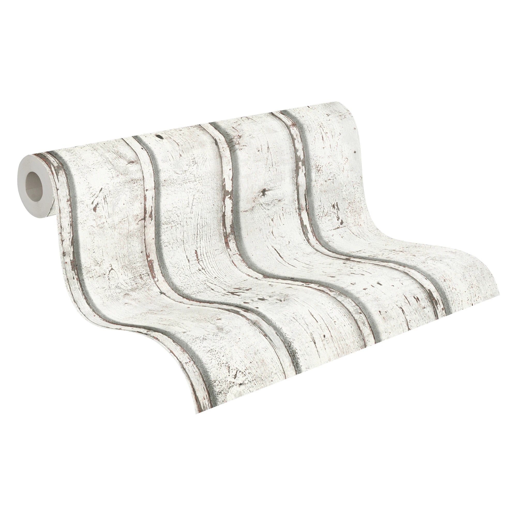 Made in Germany - Wallpaper rolls Wood Look White Cream Grey - Non Woven Vinyl - Wallpaper Home Decoration - 1005 x 053 m