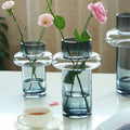 Nortic Handmade Ins Design Flower Vase Gray Color Crystal Glass for Home and Wedding Decorations for Hotels