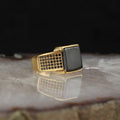 Turkish Style Vintage Brass Ottoman Style Women's Ring with Rhodium and Gold Bi-color Plating
