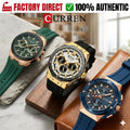 CURREN 8462 8464 8487 Men Sports Quartz Watch Waterproof Chronograph Date Display Silicone Strap Casual Daily Wear Wristwatch