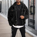 RNSHANGER Autumn Loose Style Men's Plush Jacket Fashion Casual Fluffy Warm Coat Male Solid Tops Loose Male Thermal Jacket