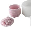 DIY Flower Pot with Lid Cement Plaster Mold 3D Round Stripe Storage Box Candle Cup Concrete Molds Home Decor