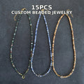 Lightweight Custom Low MOQ Bohemia Bead Natural Stone Necklace Gemstone Pendant Gold Bezel Waterproof Jewelry for Boutique Brand MegaBDM