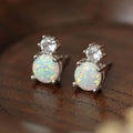 Low MOQ Jewelry Gemstone Vintage 925 Silver Sterling Opal Stud Earrings