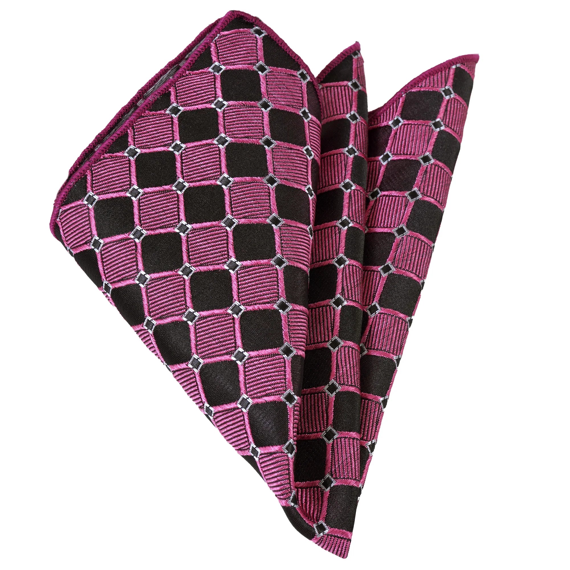 Pink and Black Checkered Jacquard Woven Neckerchief