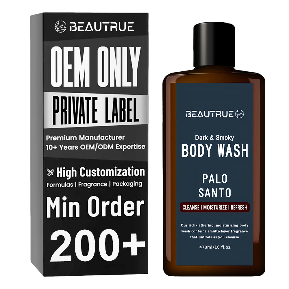 Private Label Body Wash Men Bright Cardamom Dry Papyrus Aromatic Palo Santo Natural Shower Cleanser Skin Care Wholesale