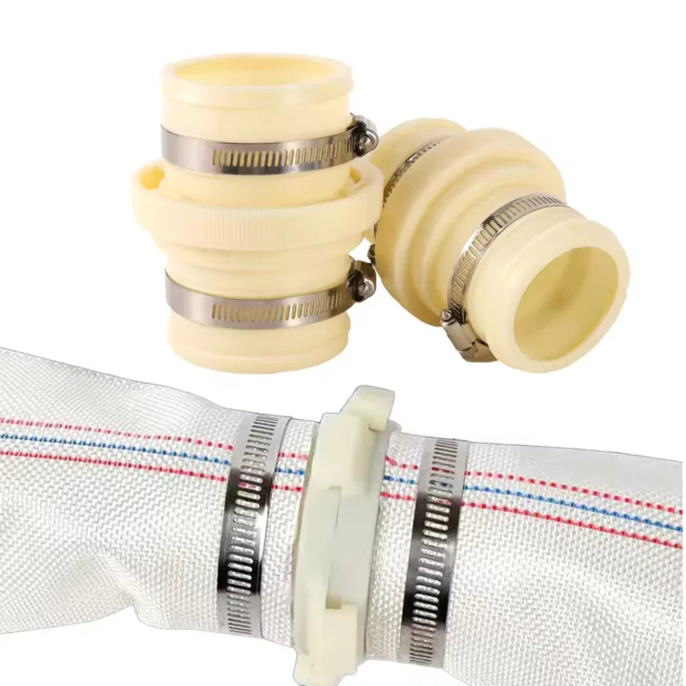 2.5 3 Inch White Lay Flat Hose Couplings with Stainless Steel Clamps Garden Low-Pressure Fire Quick Connectors Hose Fittings MegaBDM