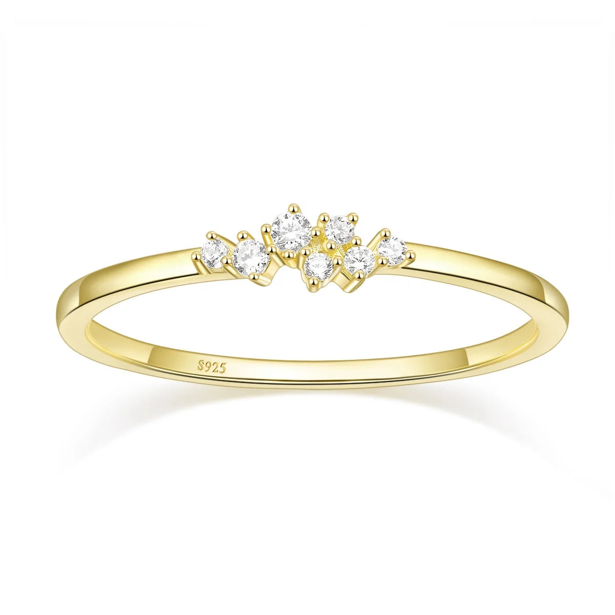 OAHLAN Fine Luxury Jewelry 925 Sterling Silver Gold Plated Round Cut Moissanite Rings for Women Wedding Band Eternity Band Ring