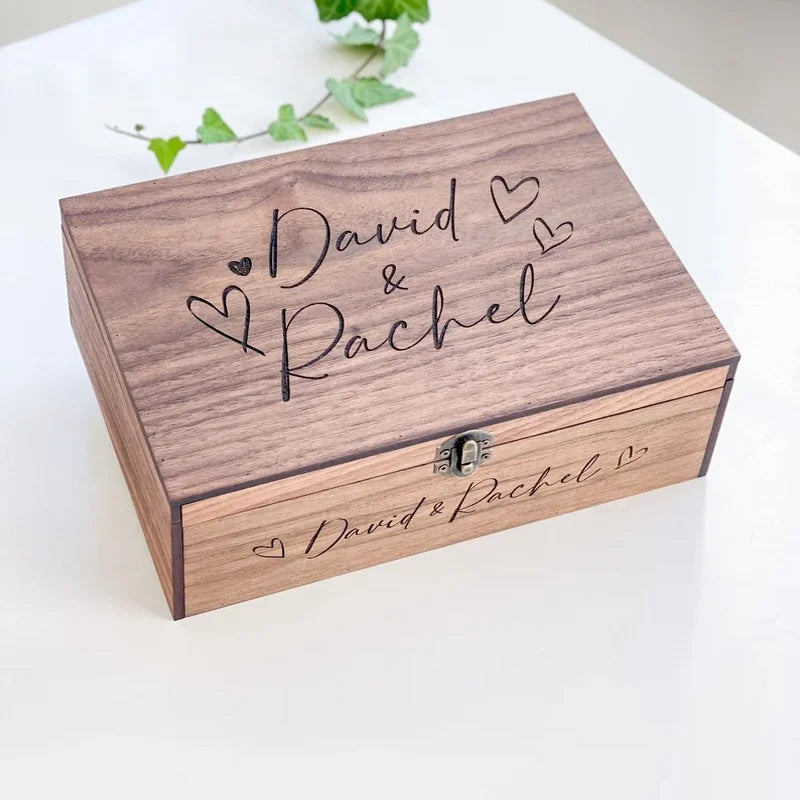 Personalized Memory Wooden Keepsake Box - Original Christmas Crafts Gifts Box Engagement Wedding Card Box
