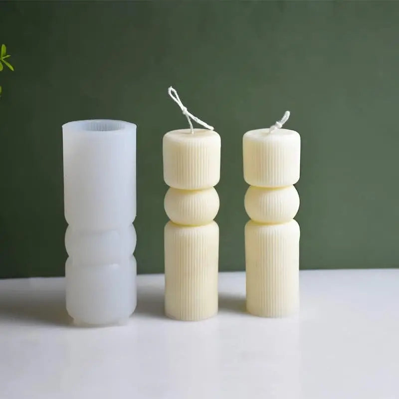 Cylindrical Ribbed Columnar Aesthetic Decorative Striped Silicone Mold Suitable for Aromatherapy Candle Handmade Soap Making