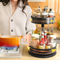 Wholesale Kitchen Bathroom Storage Under Cabinet Shelf Lazy Susan 360 Rotating Metal 2 Tier Turntable Spice Rack Stand Organizer