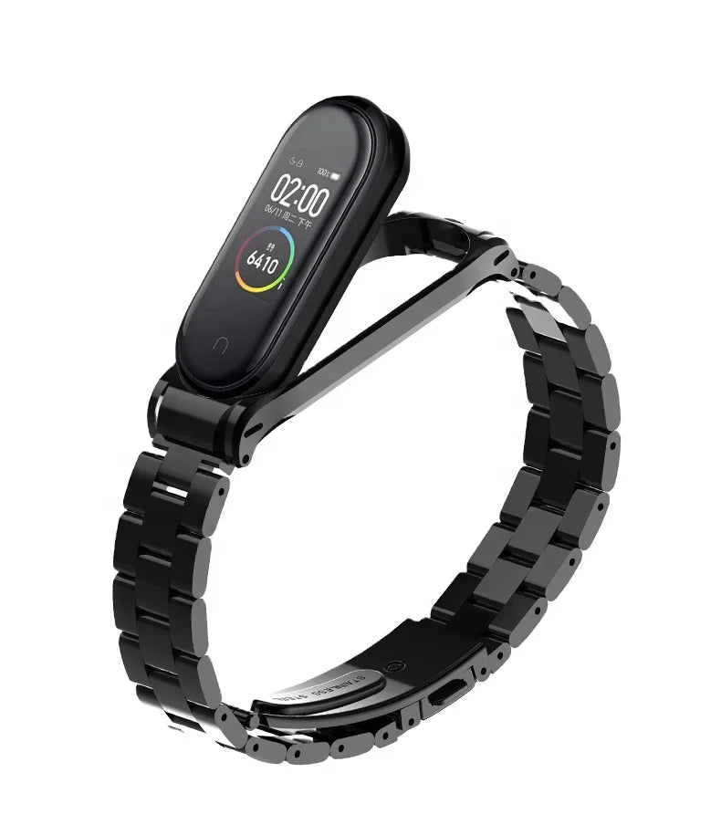 For Xiaomi Mi Band 3/4 Metal Strap Screwless Stainless Steel for Mi Band 3 Bracelet Xiaomi Mi Band 4 NFC Metal Replacement Strap