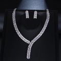 Wholesale Religious Peace Engagement Wedding Brass Cubic Zircon Rhinestone Necklace Earrings Sets for Women