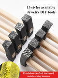 Boasta 15 Patterns Jewelry Texture Hammer Refined Iron Head Wooden Handle for Metal Forming DIY Jewelry Making Tool 22mm