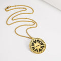 Religious Gold Plated Stainless Steel Chinese Symbols Bagua Eight Trigrams Peace Link Chain Pendant Necklace Wholesale