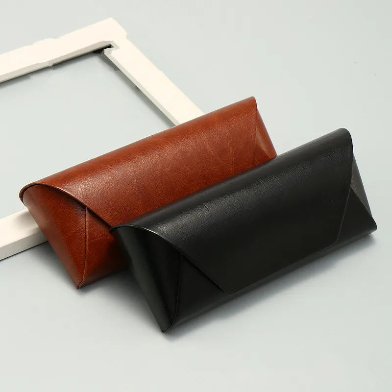 Custom Logo Wholesale Retro Anti-compression Hard Reading Glasses Box Black Brown PU Leather Glasses Case