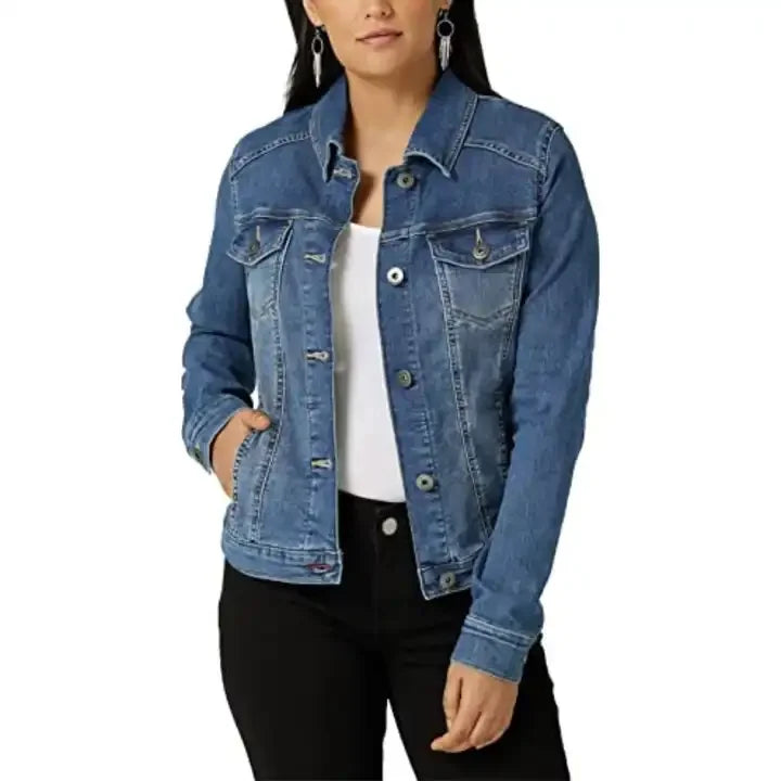 Women Denim Jackets Custom Made Ladies Stretch Fit Jean Jacket Hot Sale Casual and Classic Designs for Everyday Wear