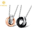 INS Style Trendy Choker Stainless Steel Double Rings Couple Necklaces Valentine's Day Gift Jewelry Necklace