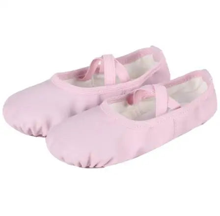 EU Pink Girls Elastic Ballet Shoes Cross Straps Elastic PU Leather Sports Dance Shoes(Toddler/Little/Big Kid/Women)