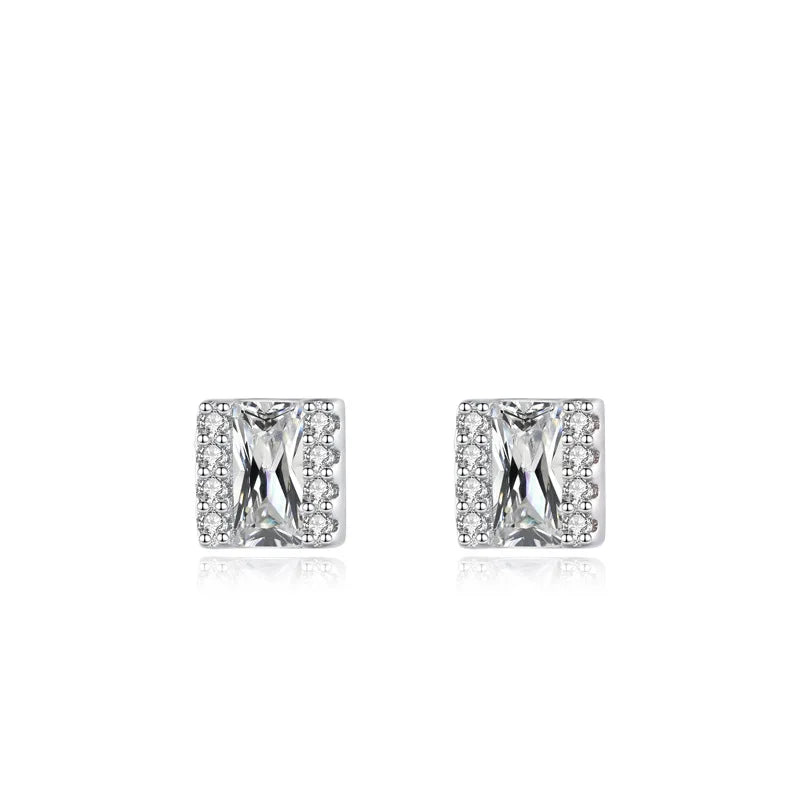 New Arrival Fashion Light Luxury Women's Earrings High Grade Zircon 925 Sterling Silver Stud Earrings