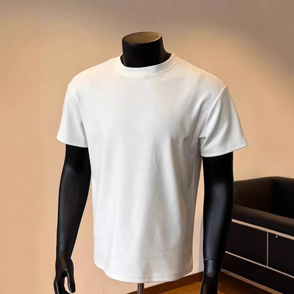 Oem customized loose short sleeved men's summer american high street straight shoulder tshirt