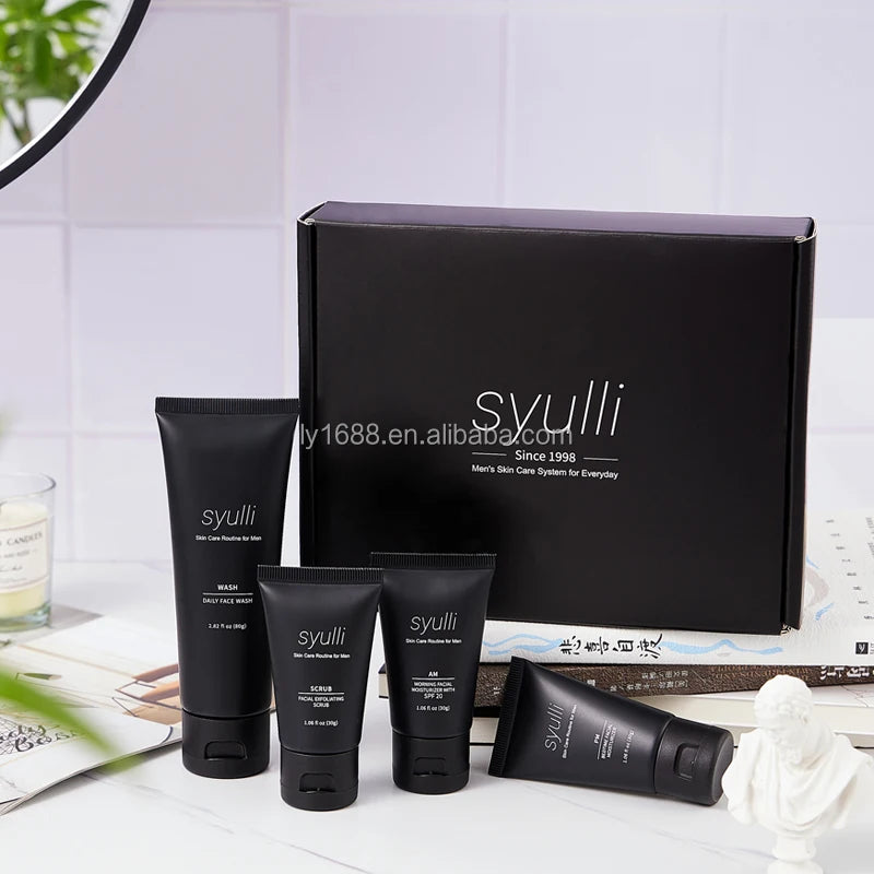 Refreshing Oily Skin Care Set for Men Daily Cleansing Moisturizing & Repairing Anti-Aging Facial Skin Care Kit