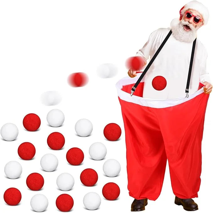 NEW Santa Claus Pants Snowball Red and White Christmas Holiday Snowball Activity Christmas Party Activity Yard Outdoor Games