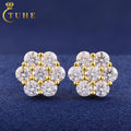 Floral Radiance Diamond Stud Earrings White Gold S925 Lab Moissanite Flower Earrings Fashion Men Women 925 Silver Jewelry Luxury