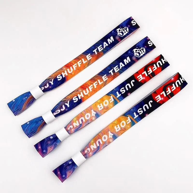 Wholesale Custom Logo Event Festival Wristbands Fabric Bracelets Music Party Personalize Woven Festival Wristband for Promotion