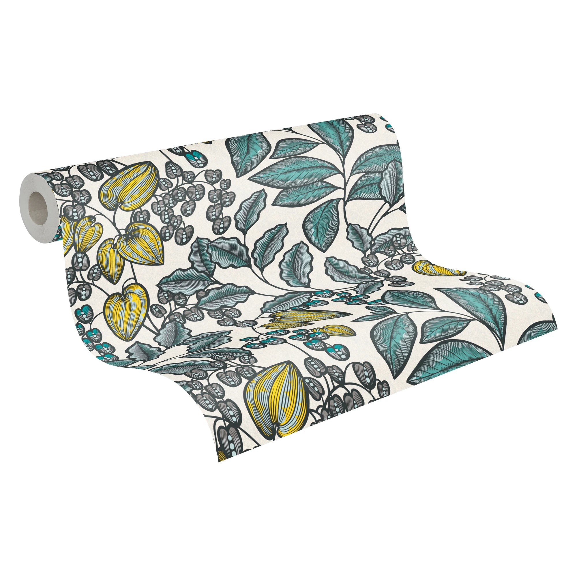 Made in Germany - Luxury Wallpaper rolls Floral Blue White Yellow Black Non Woven Contract Wallpaper for Hotel - 1005 x 053 m
