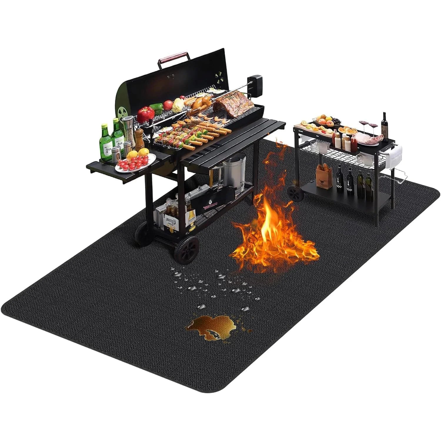 Under Grill Mats for Outdoor Grill | Double-Sided Fireproof Fire Pit Mat Quality BBQ Mat for Deck Patio Lawn