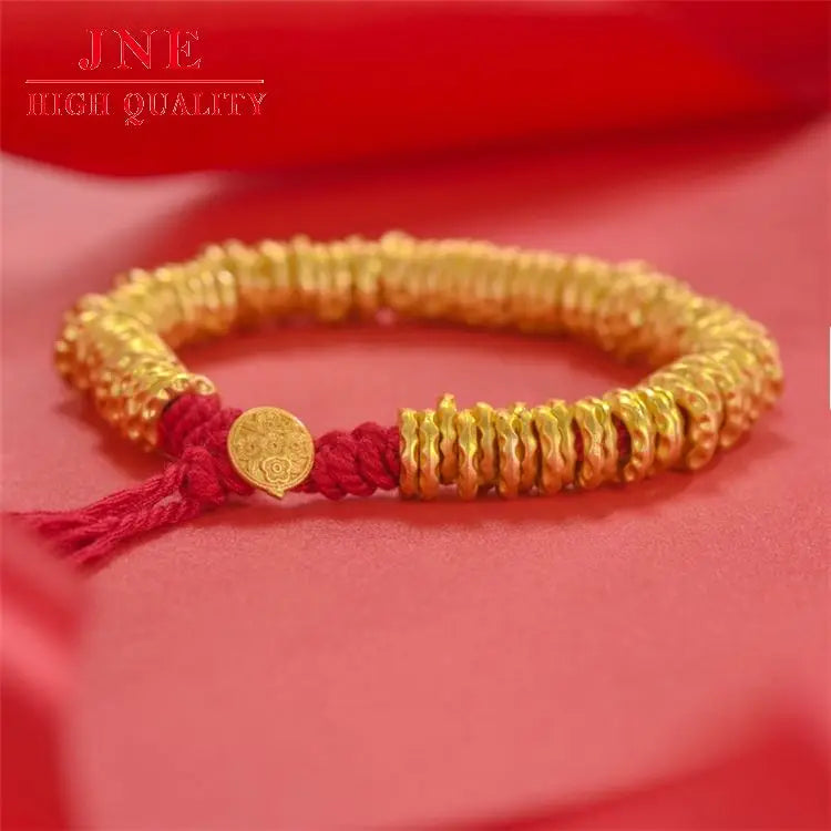 Alluvial Gold Winding Hammer Bracelet Gold-Plated Gold Shop Same Style Men's and Women's Waist Wrapping Red Rope Bracelet Supply