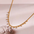 Dreamshow Beaded Zircon Charm Necklace Waterproof Tarnish Free 18k Gold Plated Stainless Steel Jewelry