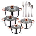 8-piece stainless steel cookware set suitable for induction San Ignacio Premium Collection + 16-piece stainless steel cutlery