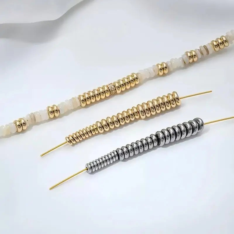 GP Stainless Steel Flat Round Spacer Beads PVD Gold Plated Rose Polished Roundel Permanent Jewelry Making DIY Supplies Wholesale