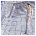 YX1250 Lavender Purple 5mm Sequin Mesh Fabric Crystal Sheet Clear Checkered Embroidered Knit Sequin Trendy Clothing Fabrics