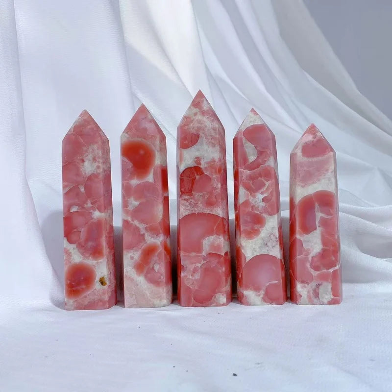 High Quality Pink Opal Tower Self-Standing Healing Stone Point Anxiety Relief Heart Chakra Energy Stones Feng Shui Interior