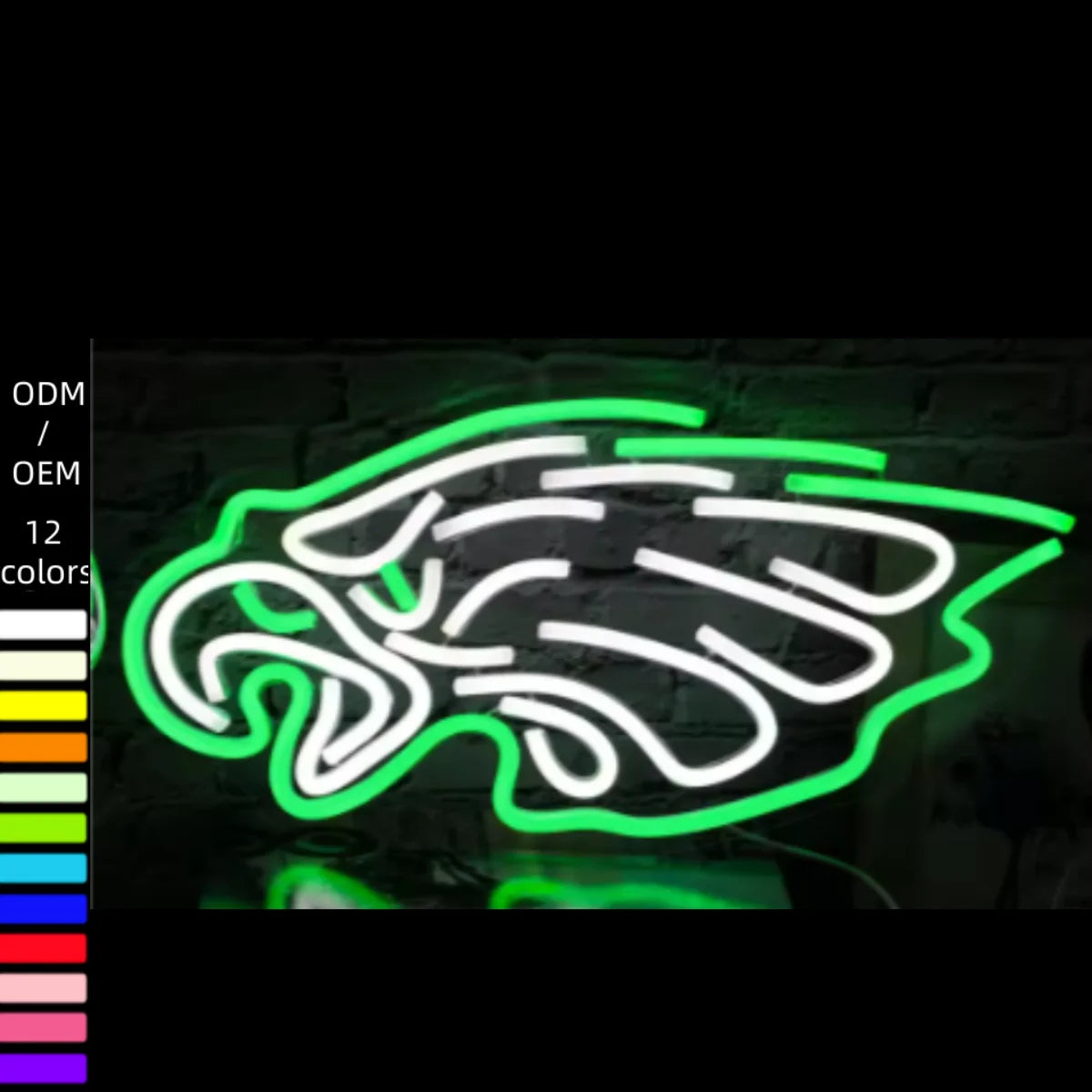 Customizable Green White Silicone LED Neon Lights IP67 Waterproof 55x28cm Hanging Dormitory Club-cool Dimmable 5000K Daylight