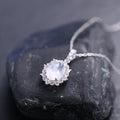 A3801 Custom Jewelry Solutions Oval Shape Cabochon Gemstone June Birthstone Natural Rainbow Moonstone Necklace