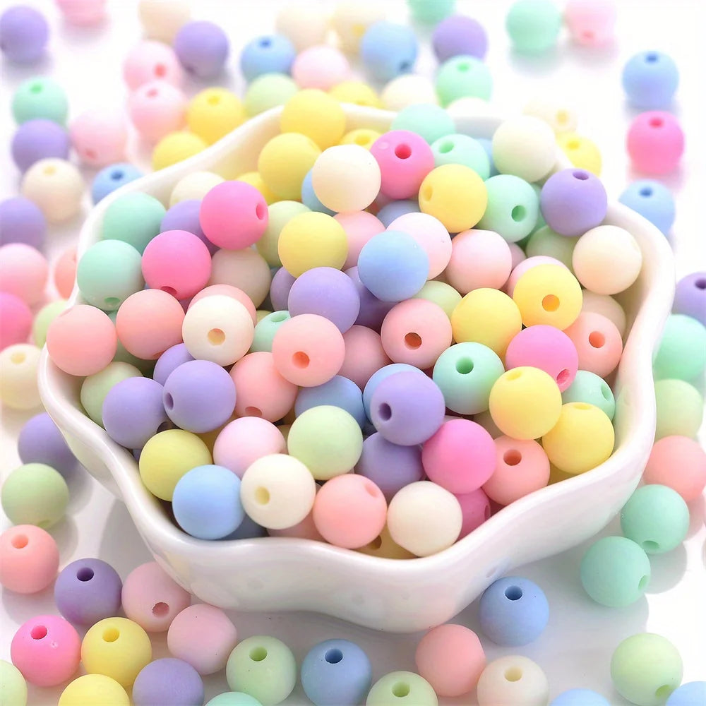 1000pcs Pastel Matte Acrylic Bead 8mm Assorted Colors Ideal Plastic Beads for DIY Bracelets & Jewelry Making