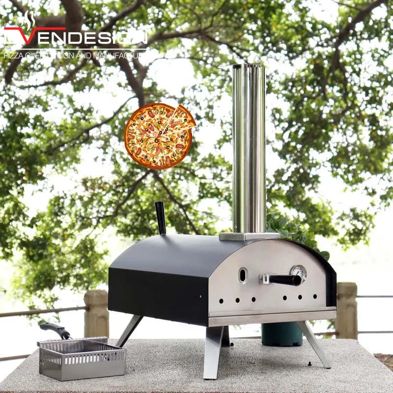 Fast Shipping 13-Inch Modern Portable Wood-Fired Pizza Oven with Stainless Steel Door & Chimney for Outdoor Family Parties