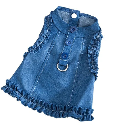 Pet Clothes Luxury Dog Chest Vest Teddy Cat Clothes Pet Comfortable Clothing Cowboy Dresses