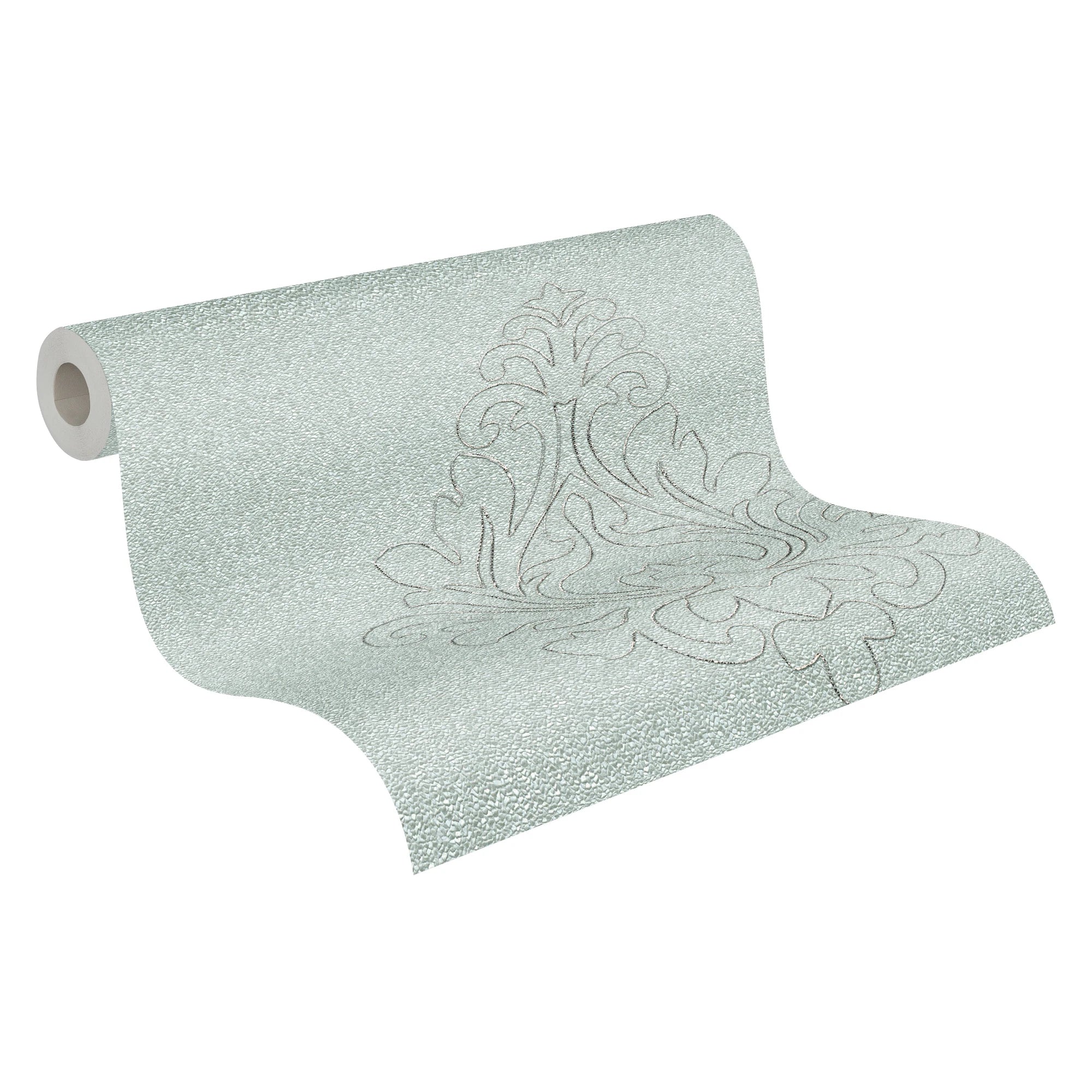 Made Germany Modern Wash-Resistant Light Resistant Wallpaper Panels Damask Grey Silver Non Woven Premium Fabric 320 X 070 m