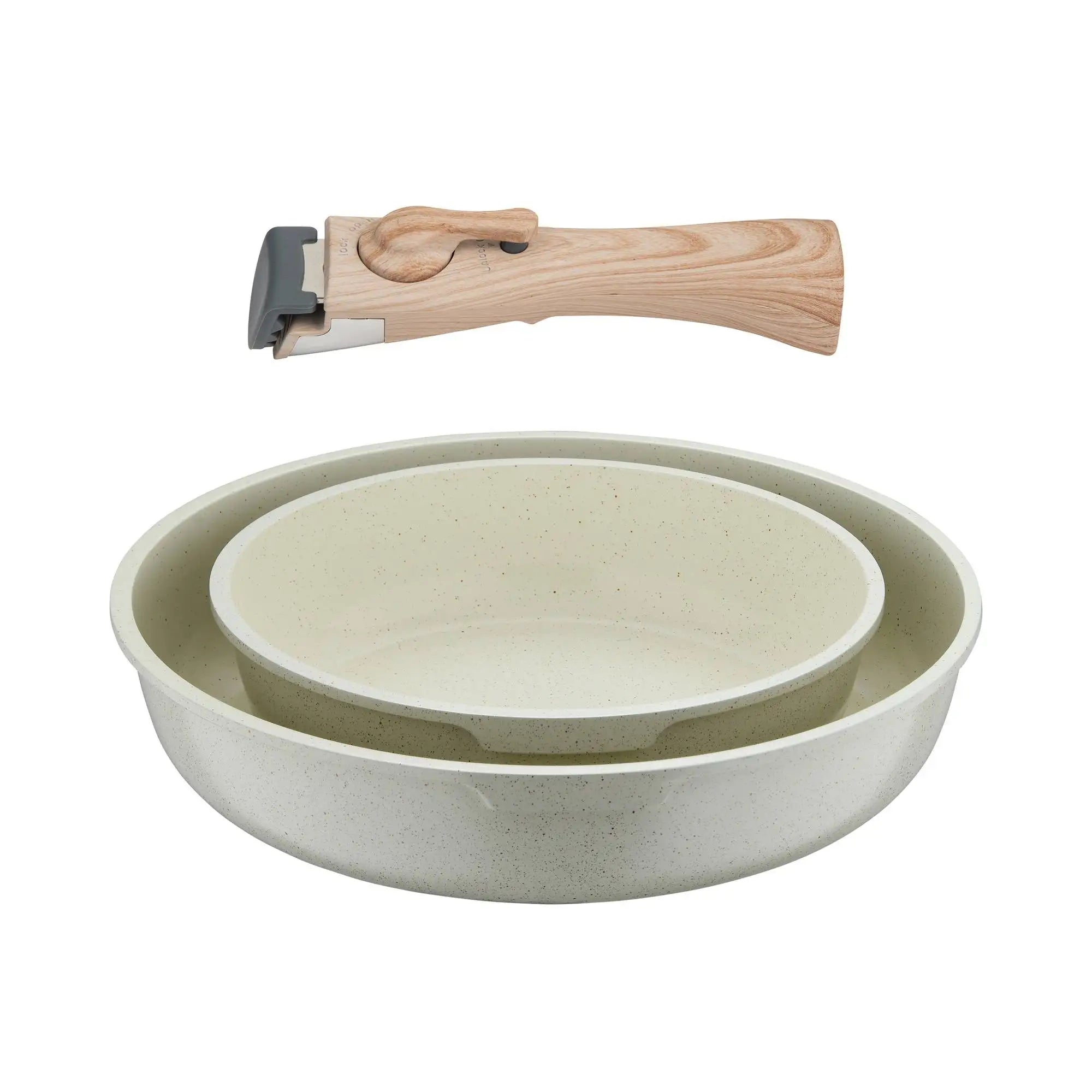 Bergner Click&Cook Set of 2 Frying Pans 22/26cm Cast Aluminum White + Detachable Handle