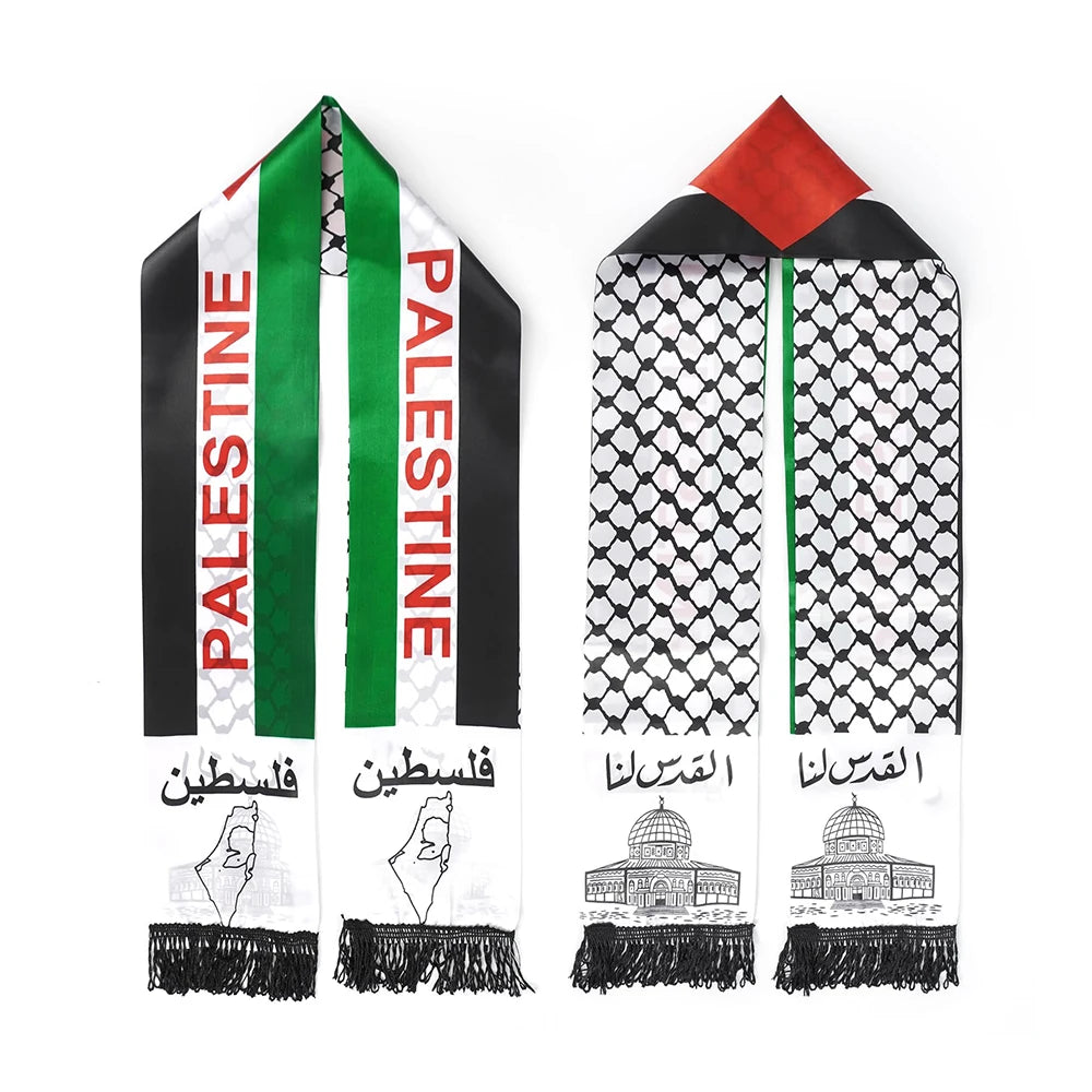 Silk Stain Polyester Acrylic Woven Free Palestine-Flag-Scarf Palestine Flag Products Scarf Keffiyeh Cotton Shawls