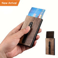 Pop up Carbon Fiber Leather Smart Wallet Rfid Blocking Automatic Aluminium Metal Credit Card Holder