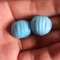 Handcrafted Green Glass Ribbed Beads for Necklaces Bracelets Jewelry Making Projects in Box