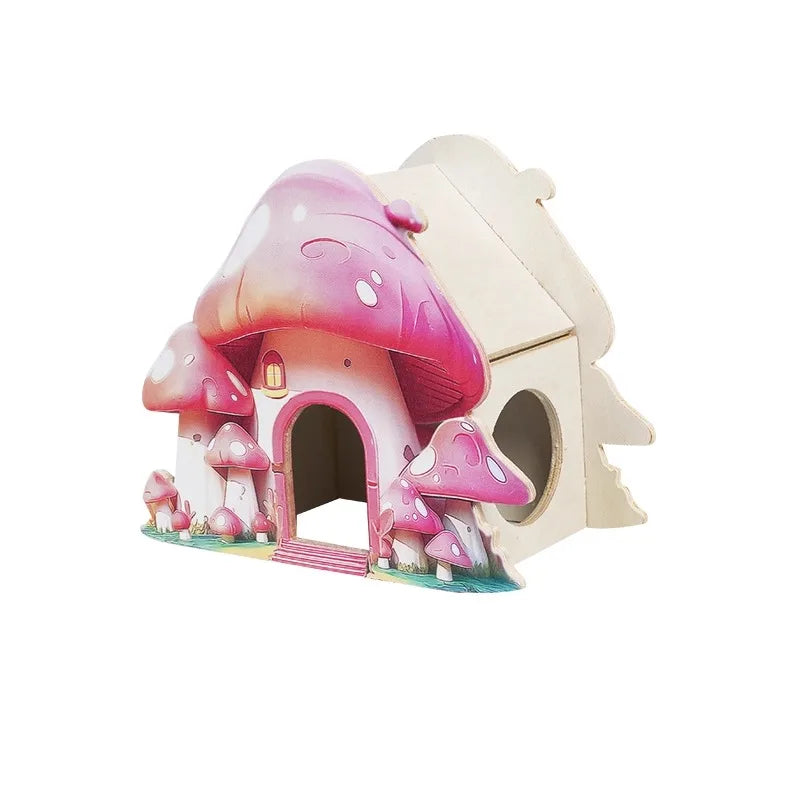 The Latest Mushroom-shaped Environmentally Friendly Solid Wood Large Hamster Hide