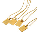 Stainless Steel Inspirational Necklace 18K Gold Plated Engraved Square Dainty Pendant Letters Bead Chain Necklace