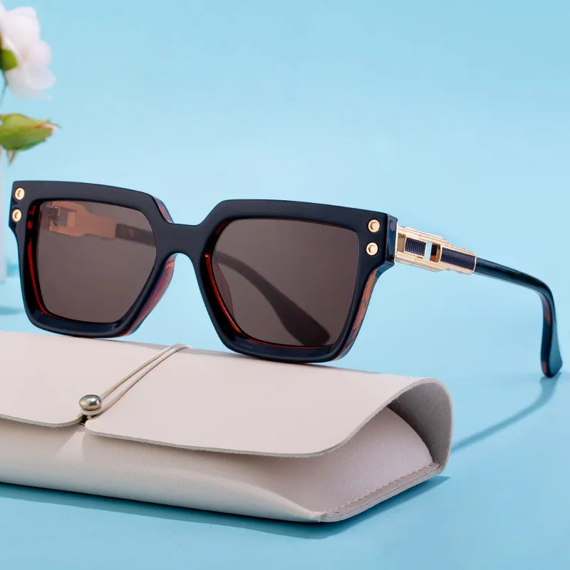 Logo Custom 2025 Vintage Male Shades Driving Anti-glare Sun Glasses UV400 Big Frame Square Sunglasses for Men